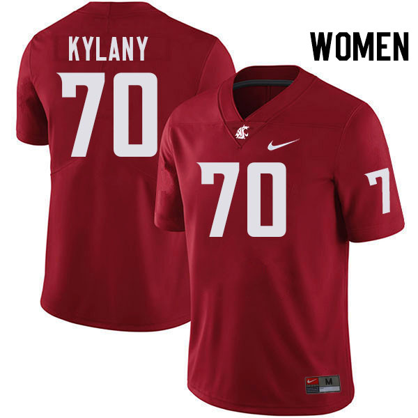 Women #70 Devin Kylany Washington State Cougars College Football Jerseys Stitched-Crimson